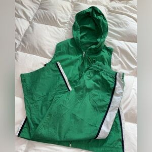 New York and Company Green Hooded Vest Sport Set - Size M